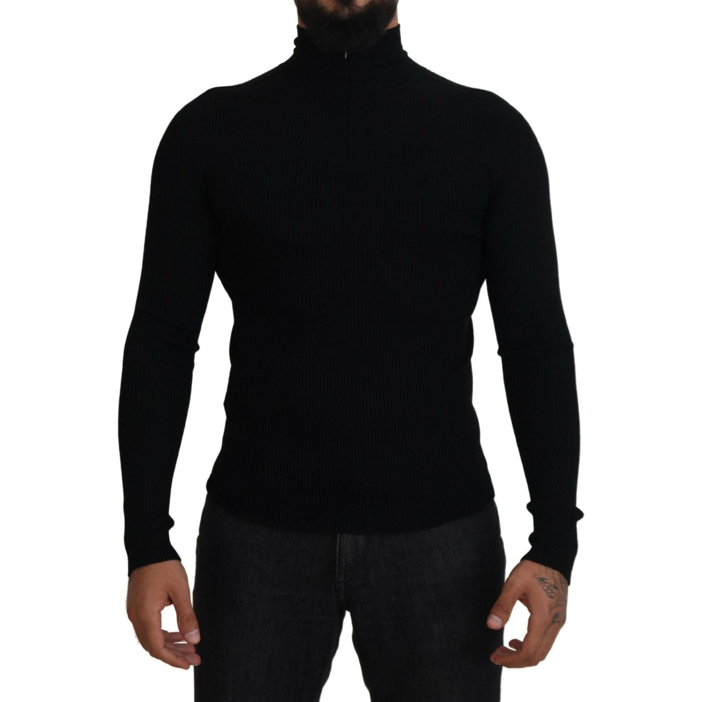Dolce & Gabbana Black Half Zip Turtleneck Pullover Sweater TSH83954- 42