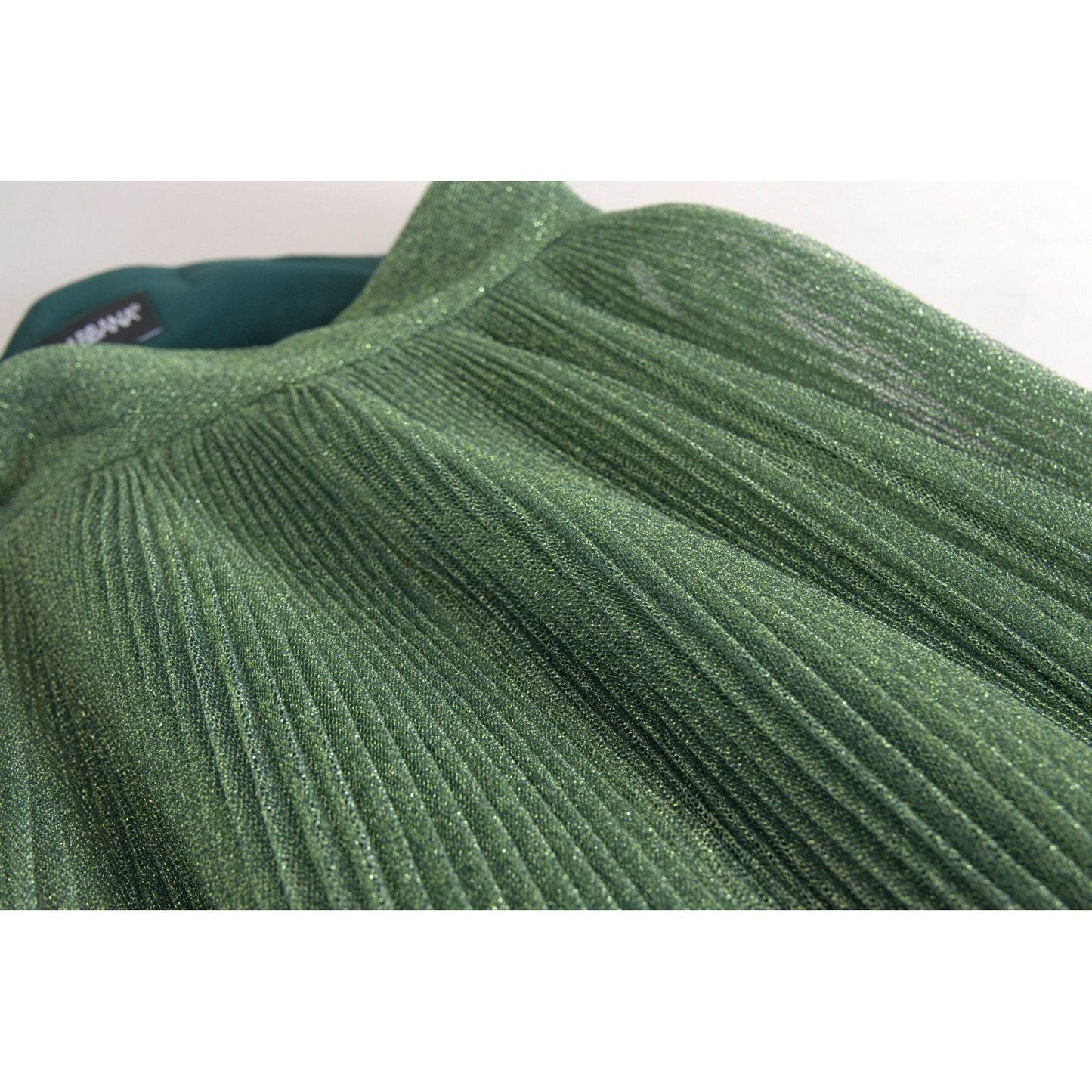 Dolce & Gabbana Metallic Green High Waist A-line Pleated Skirt