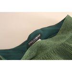 Dolce & Gabbana Metallic Green High Waist A-line Pleated Skirt