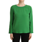 Armani Elegant Silk Long Sleeve Sweater in Lush Green Armani Sea Green