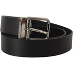 Dolce & Gabbana Black Casual Calf Leather Logo Metal Buckle Belt