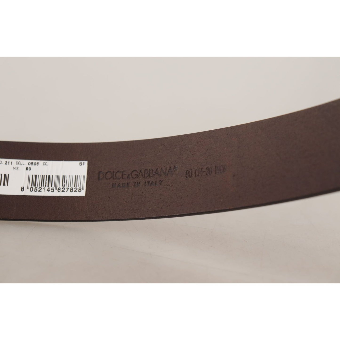 Dolce & Gabbana Brown Plain Calf Leather Gold Tone Buckle Belt