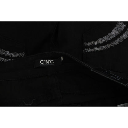 Costume National Black Sequined Mid Waist Slim Fit Denim Jeans