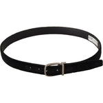Dolce & Gabbana Black Classic Velvet Silver Tone Metal Buckle Belt