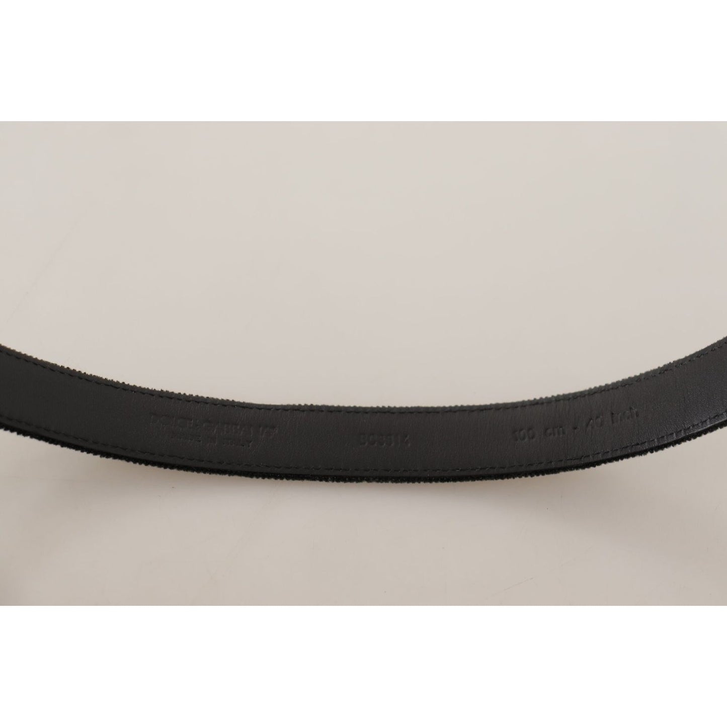Dolce & Gabbana Black Casual Velvet Silver Metal Logo Buckle Belt
