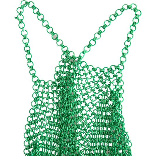 Dolce & Gabbana Green Aluminum Sleeveless Halter Cropped Tank Top