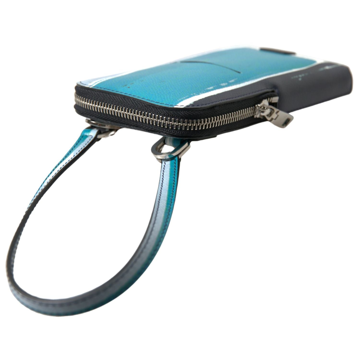 حقيبة كروس بودي أنيقة من الجلد من دولتشي آند غابانا باللونين الأزرق والأبيض