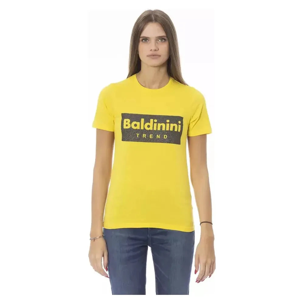 تي شيرت نسائي قطني باللون الأصفر من Baldinini Trend