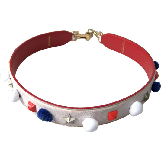 Dolce & Gabbana White Leather Studded Bag Shoulder Strap Dolce & Gabbana