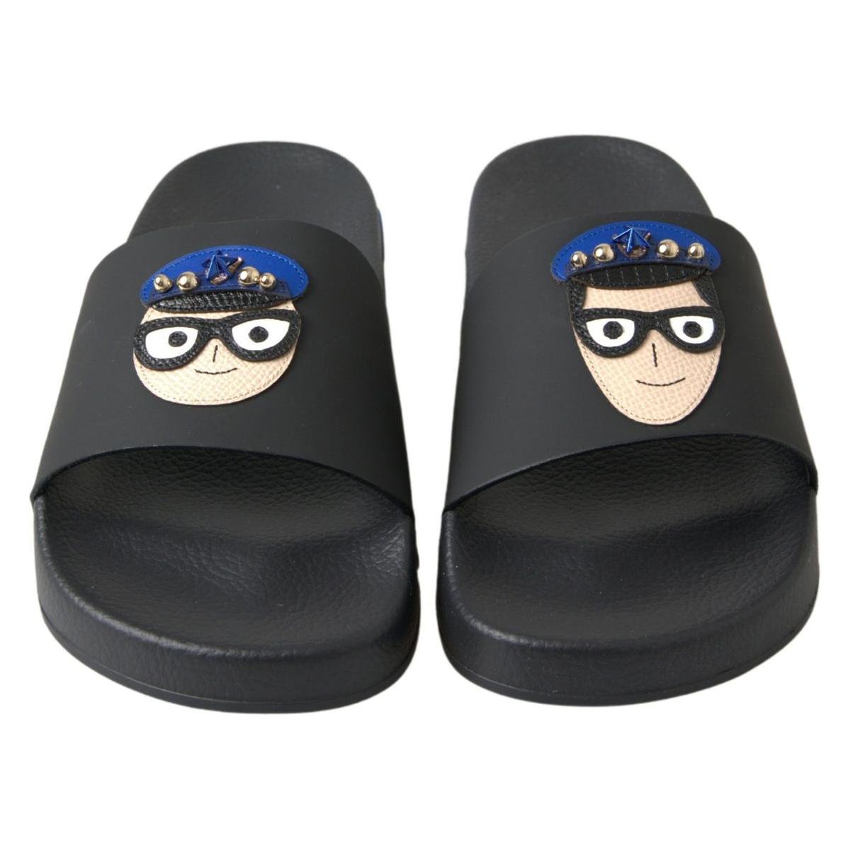 صندل دولتشي آند غابانا الأنيق المصنوع من الجلد الأسود