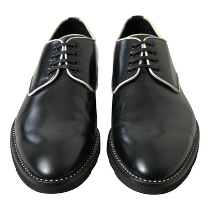 Dolce & Gabbana Black White Leather Formal Shoes