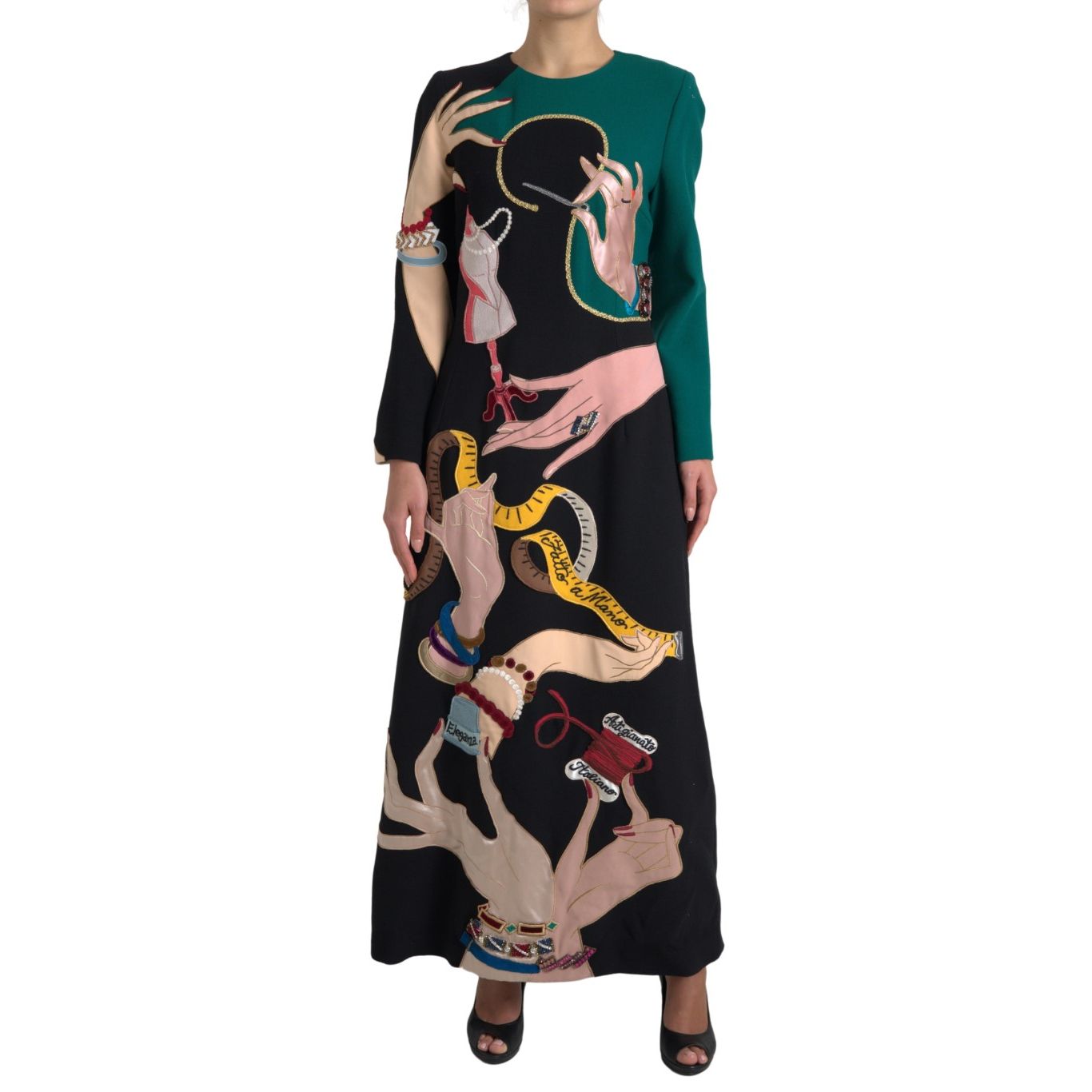 Dolce & Gabbana Multicolor Long Sleeves A-line Maxi Dress