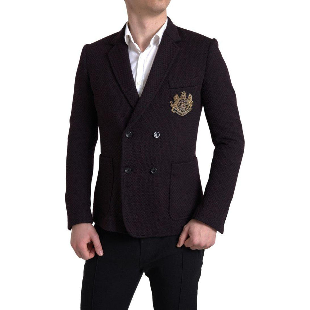 Dolce & Gabbana Purple Logo Embroidery Double Breasted Blazer JKT3717-IT48