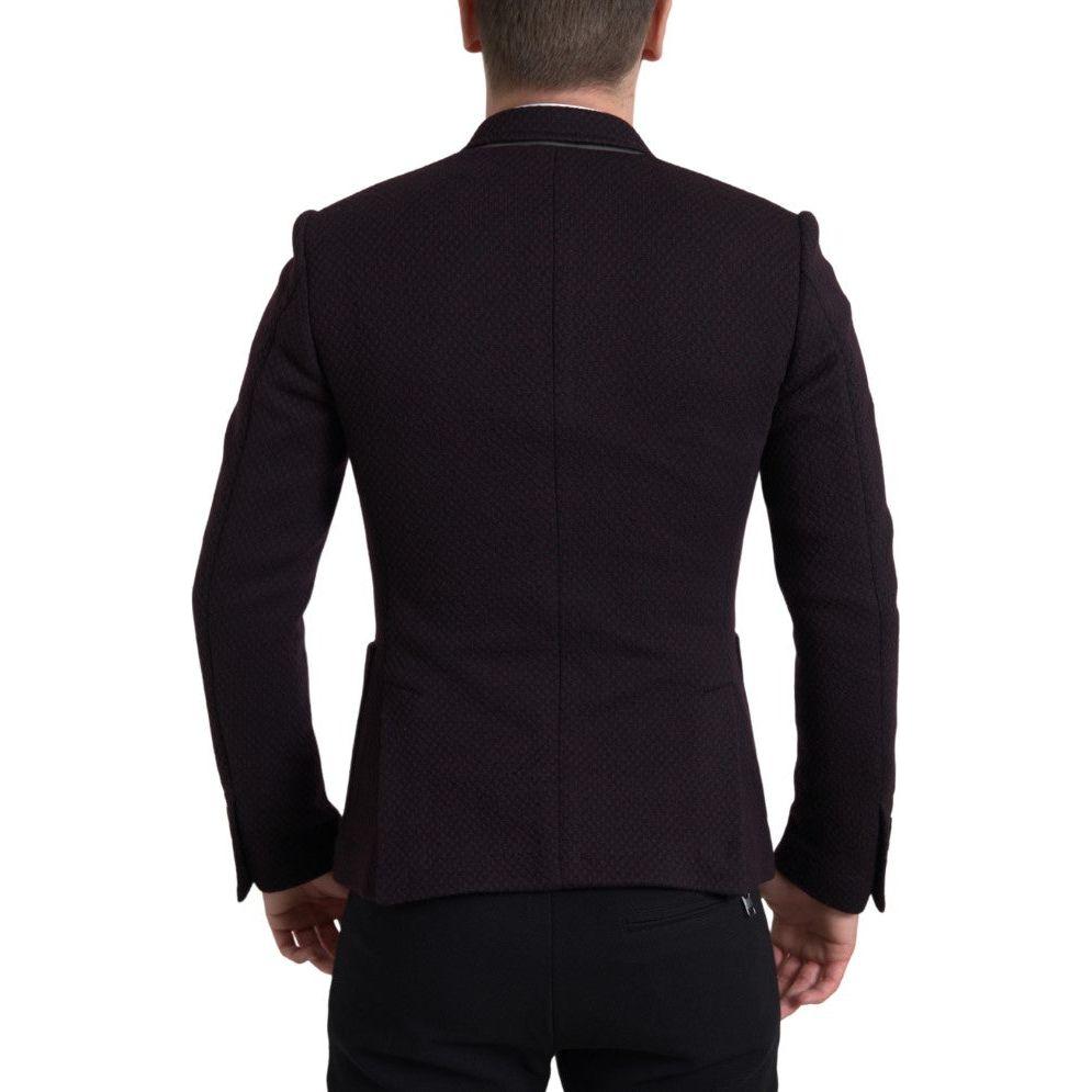 Dolce & Gabbana Purple Logo Embroidery Double Breasted Blazer JKT3717-IT48