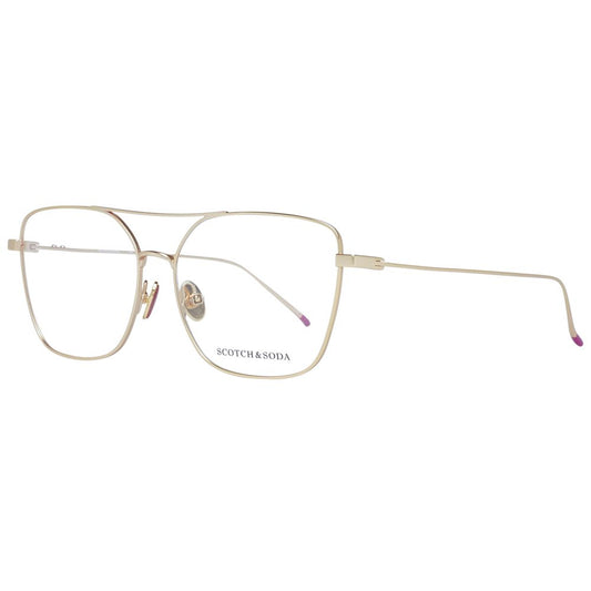 Scotch & Soda Gold Women Glasses Frame with full-rim metal design in square style, featuring gold color and demo lenses for a stylish look.
