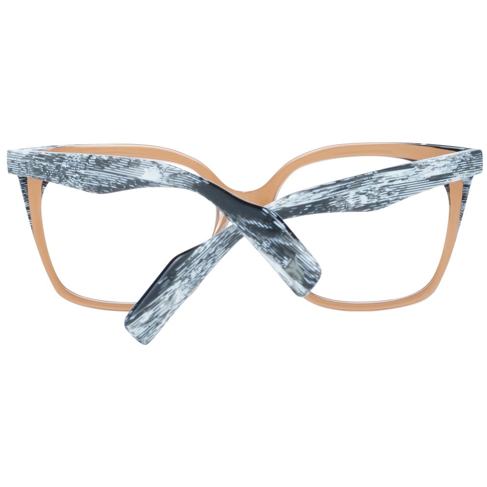 Yohji Yamamoto Brown Women Glasses Frame, full-rim rectangle, plastic material, demo lenses, stylish design for women.