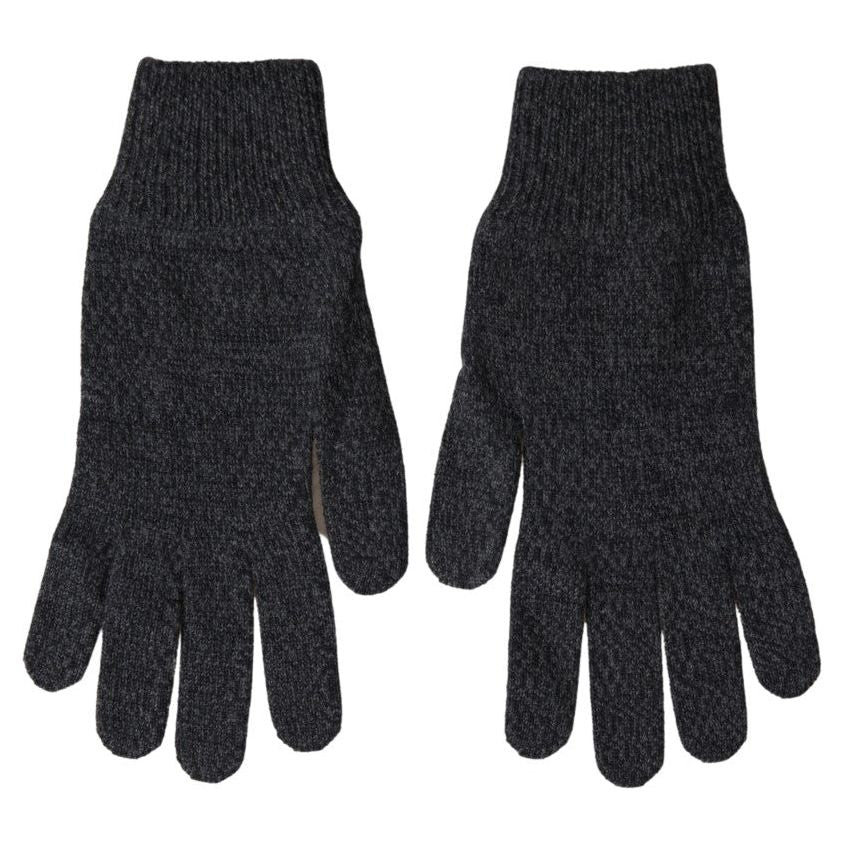Dolce & Gabbana Gray Virgin Wool Knit Hands Mitten Men Gloves