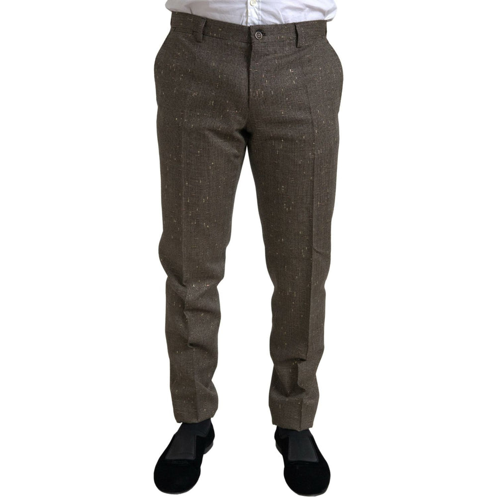 Dolce & Gabbana Brown Wool Dress Skinny Men Trouser Pants PAN74842-48