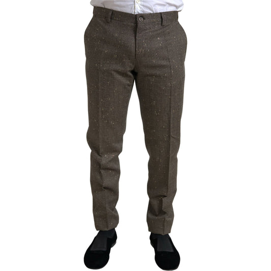 Dolce & Gabbana Brown Wool Dress Skinny Men Trouser Pants PAN74842-48