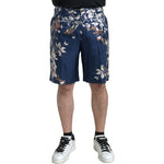 Dolce & Gabbana Blue Floral Print Silk Men Bermuda Shorts