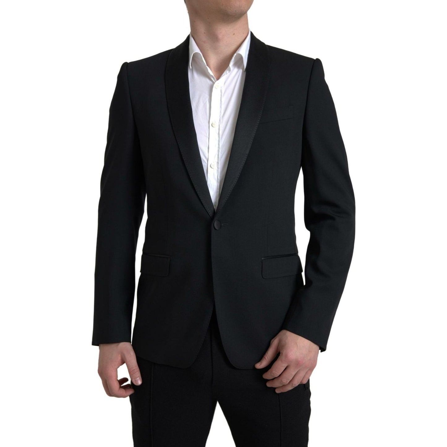 Dolce & Gabbana Black Wool Single Breasted MARTINI Blazer JKT3689-48