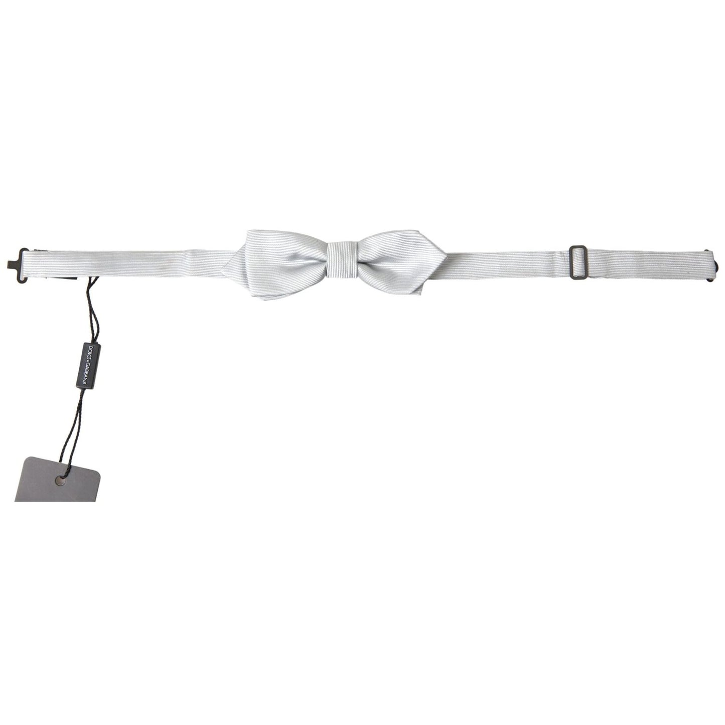 Dolce & Gabbana Gray Silk Adjustable Men Neck Papillon Bow Tie