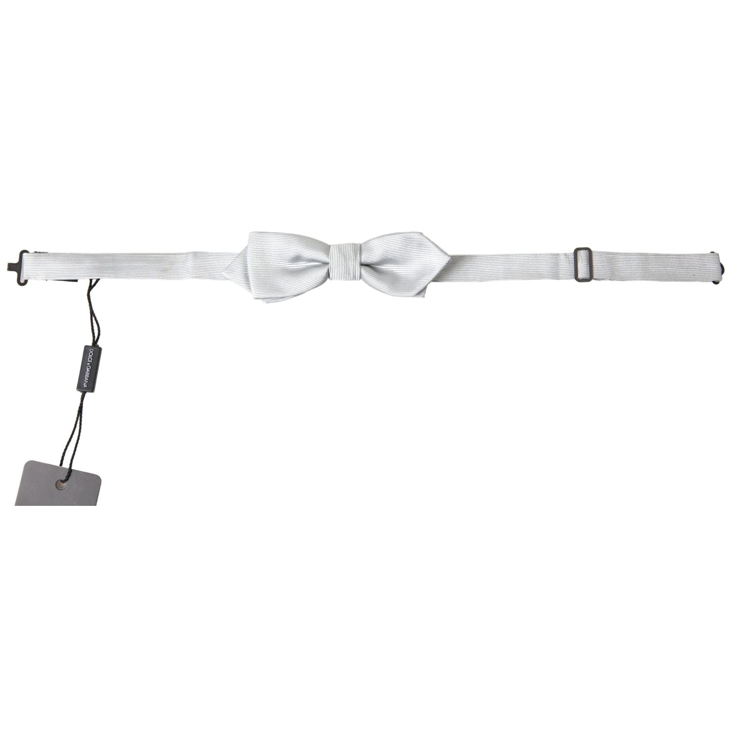 Dolce & Gabbana Gray Silk Adjustable Men Neck Papillon Bow Tie