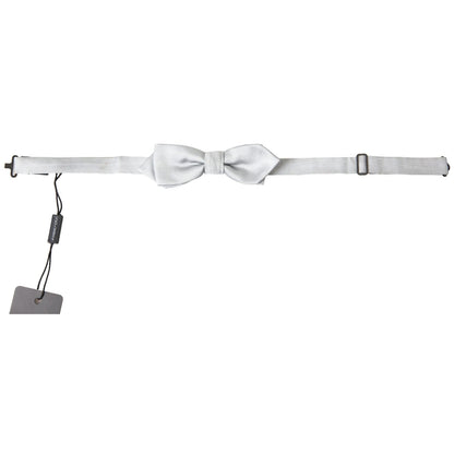 Dolce & Gabbana Gray Silk Adjustable Men Neck Papillon Bow Tie