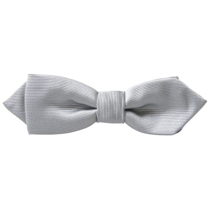 Dolce & Gabbana Gray Silk Adjustable Men Neck Papillon Bow Tie