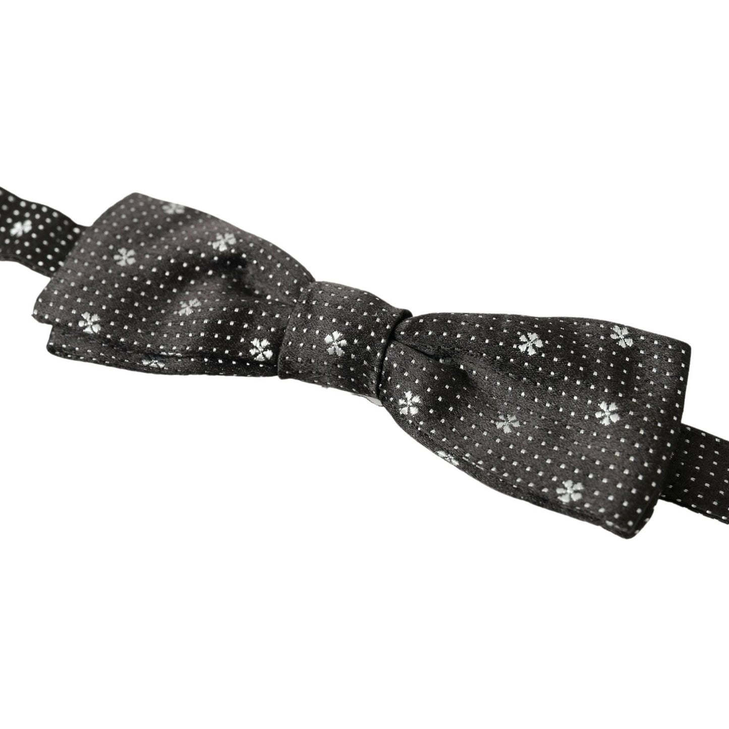 Dolce & Gabbana Dark Gray Patterned Silk Adjustable Men Neck Papillon Bow Tie