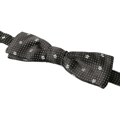 Dolce & Gabbana Dark Gray Patterned Silk Adjustable Men Neck Papillon Bow Tie