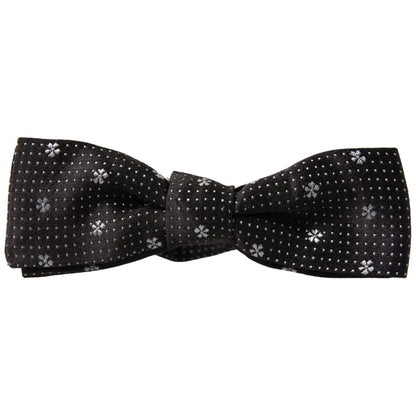 Dolce & Gabbana Dark Gray Patterned Silk Adjustable Men Neck Papillon Bow Tie