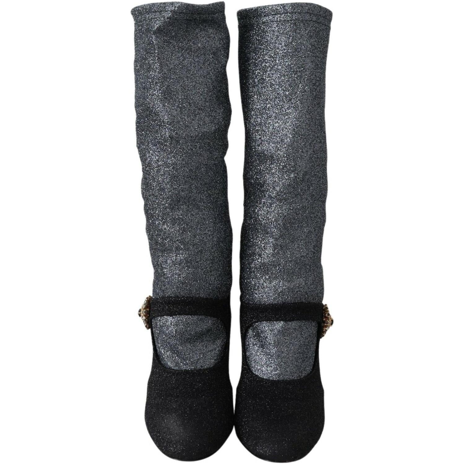 حذاء قصير مزين بالكريستال من دولتشي آند غابانا