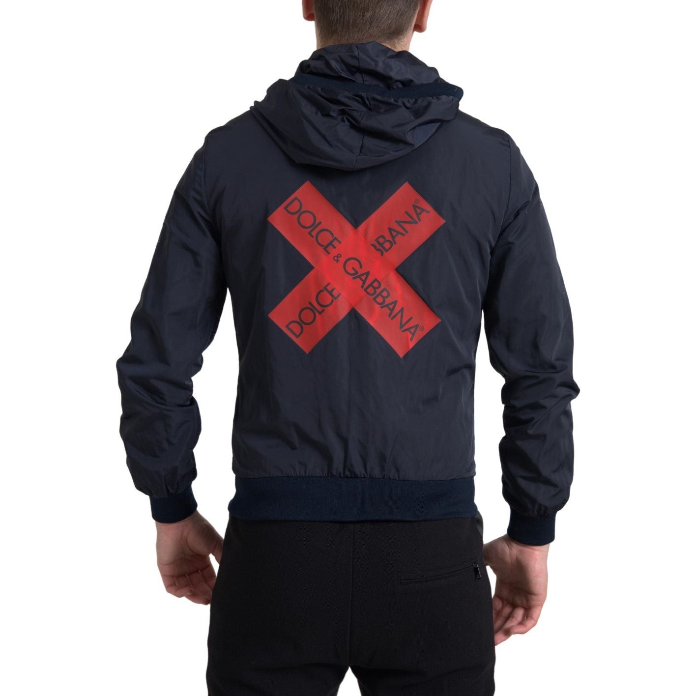 سويت شيرت دولتشي آند غابانا الأنيق ذو القلنسوة باللون الأزرق مع إغلاق بسحاب