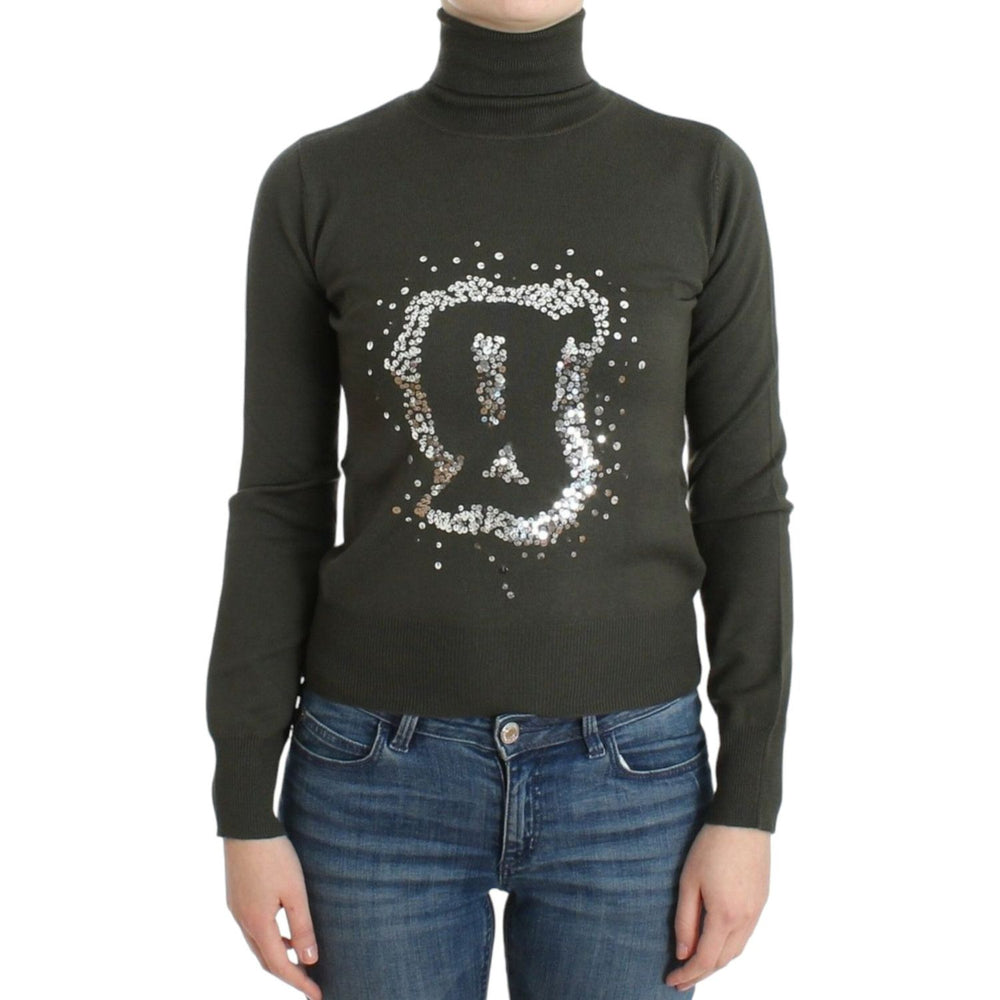 John Galliano Chic Green Turtleneck Virgin Wool Sweater John Galliano Dark Slate Gray