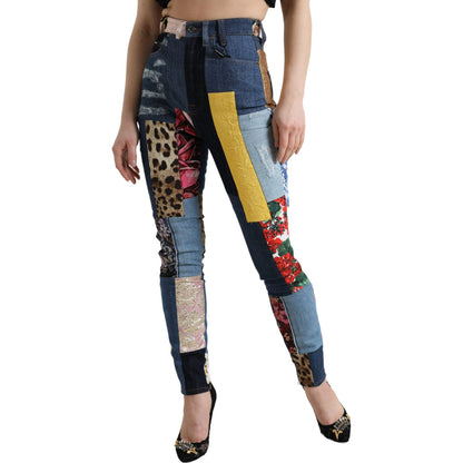 Dolce & Gabbana Multicolor Patchwork GRACE Skinny Denim Jeans