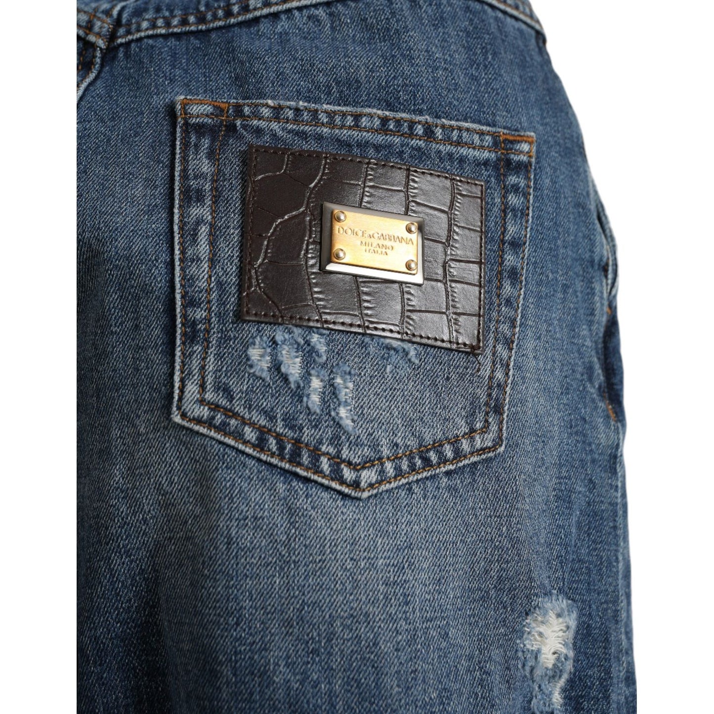 Dolce & Gabbana Blue Cotton High Waist Denim Hot Pants Shorts