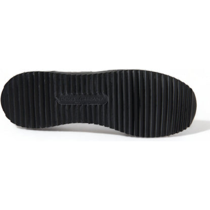 Dolce & Gabbana Black Floral Lace Leather Sneakers Shoes