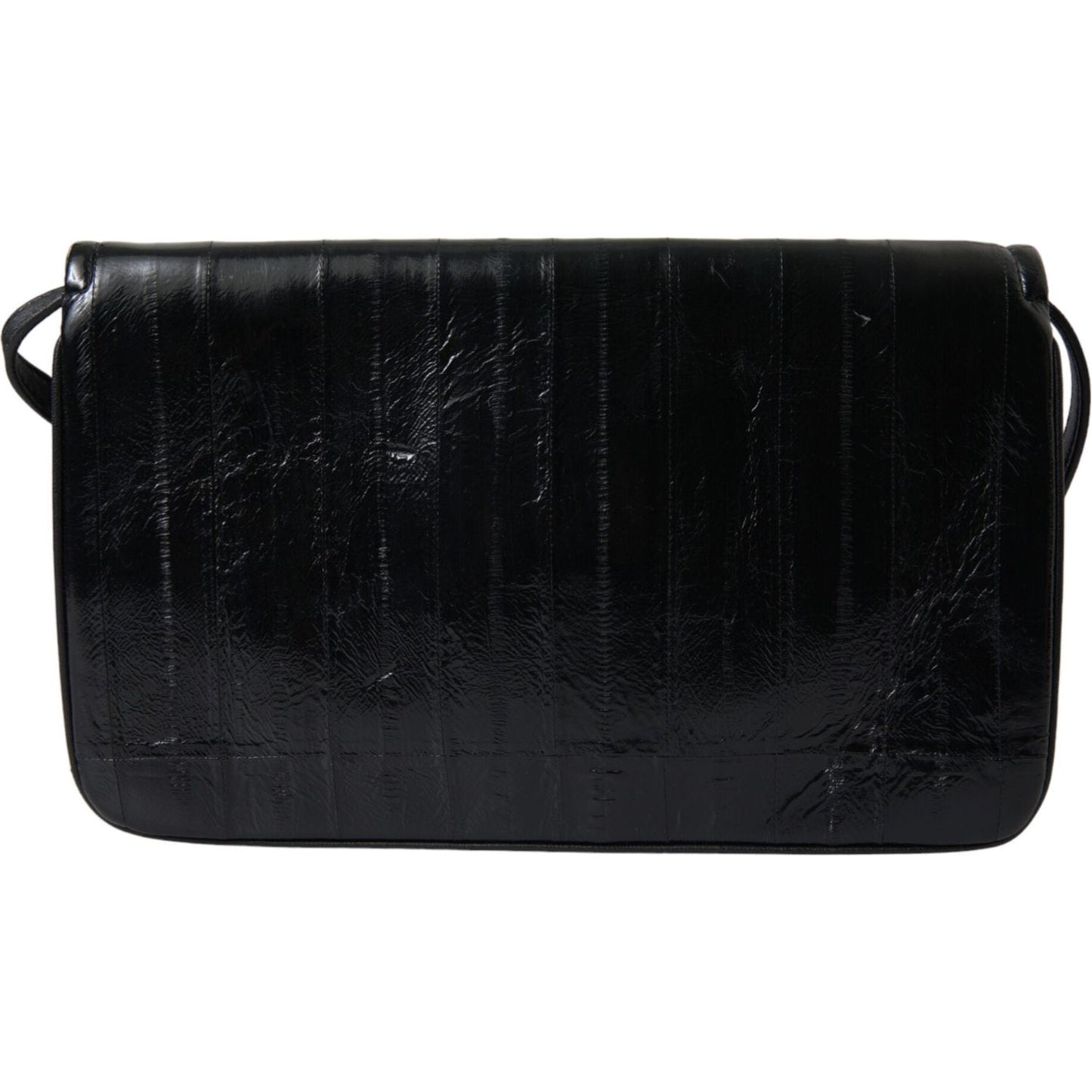 Dolce & Gabbana Black Eelskin Leather Shoulder Document Organizer Bag