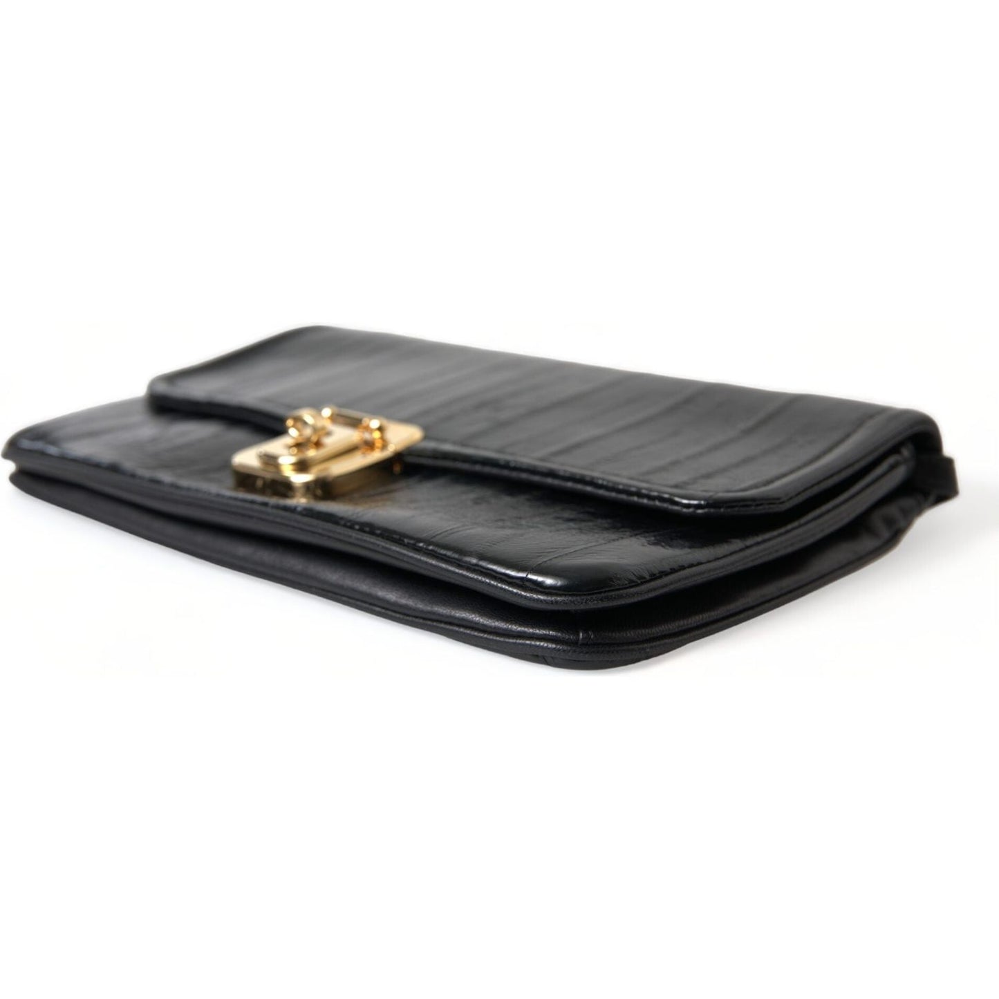 Dolce & Gabbana Black Eelskin Leather Shoulder Document Organizer Bag
