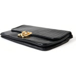Dolce & Gabbana Black Eelskin Leather Shoulder Document Organizer Bag
