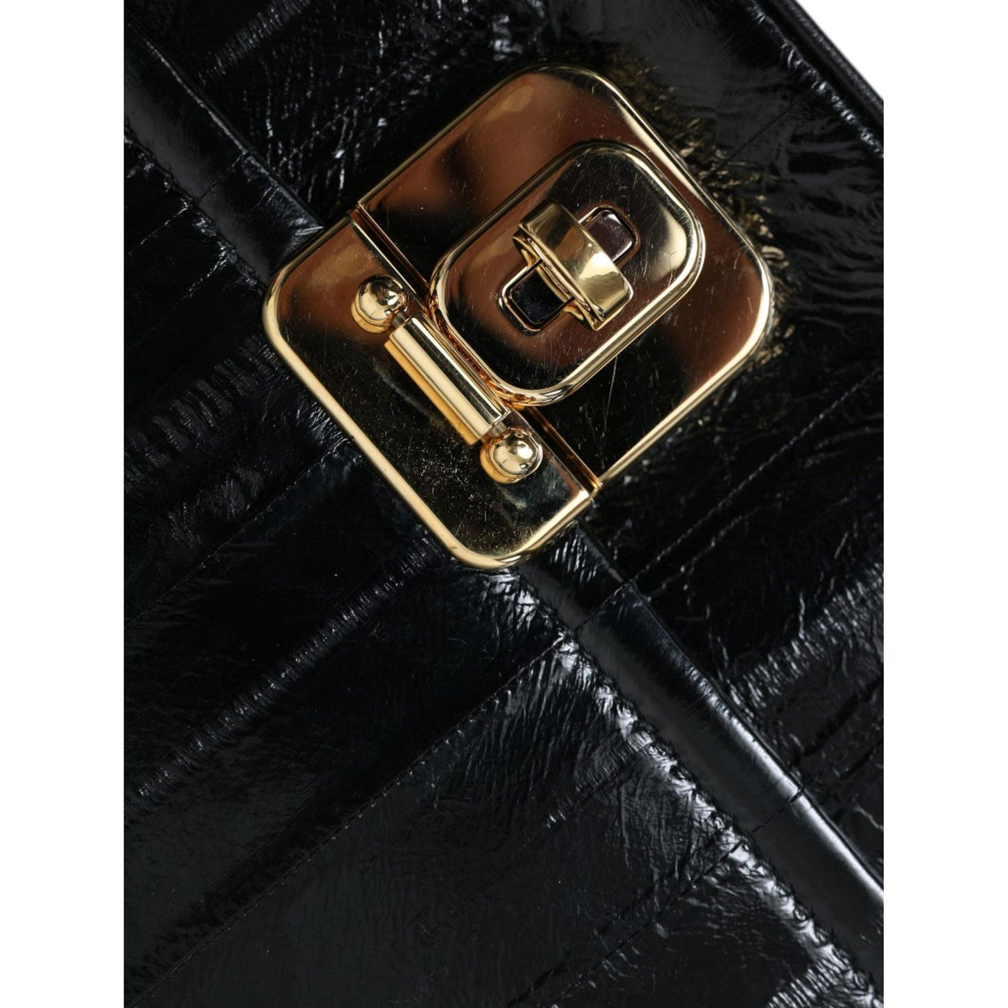 Dolce & Gabbana Black Eelskin Leather Shoulder Document Organizer Bag