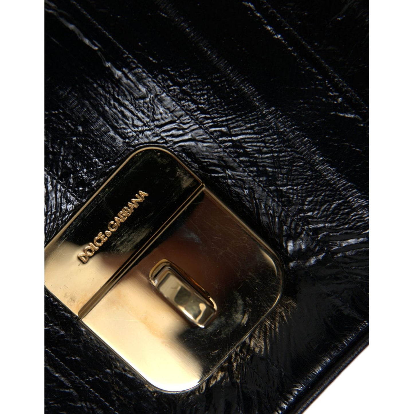 Dolce & Gabbana Black Eelskin Leather Shoulder Document Organizer Bag