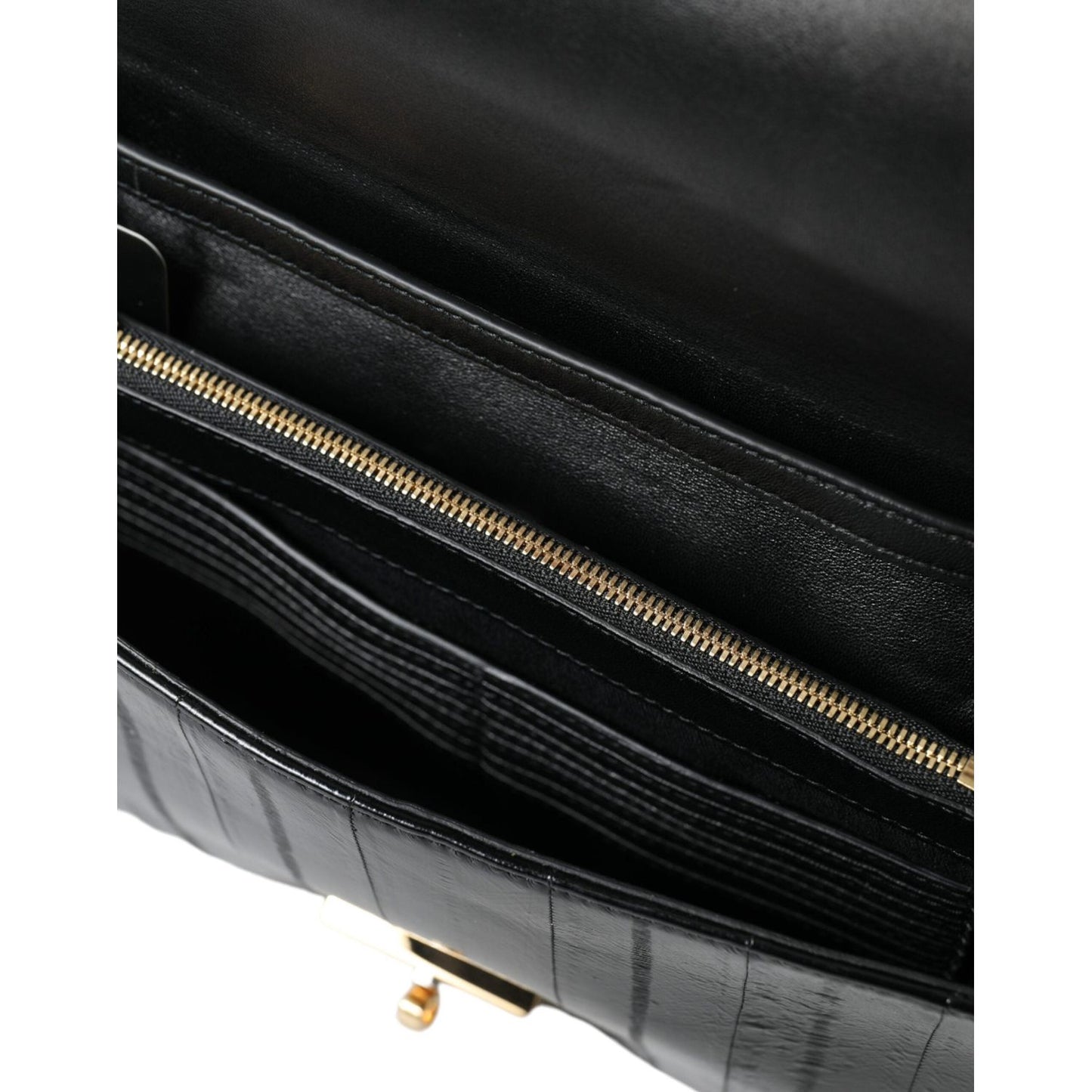 Dolce & Gabbana Black Eelskin Leather Shoulder Document Organizer Bag