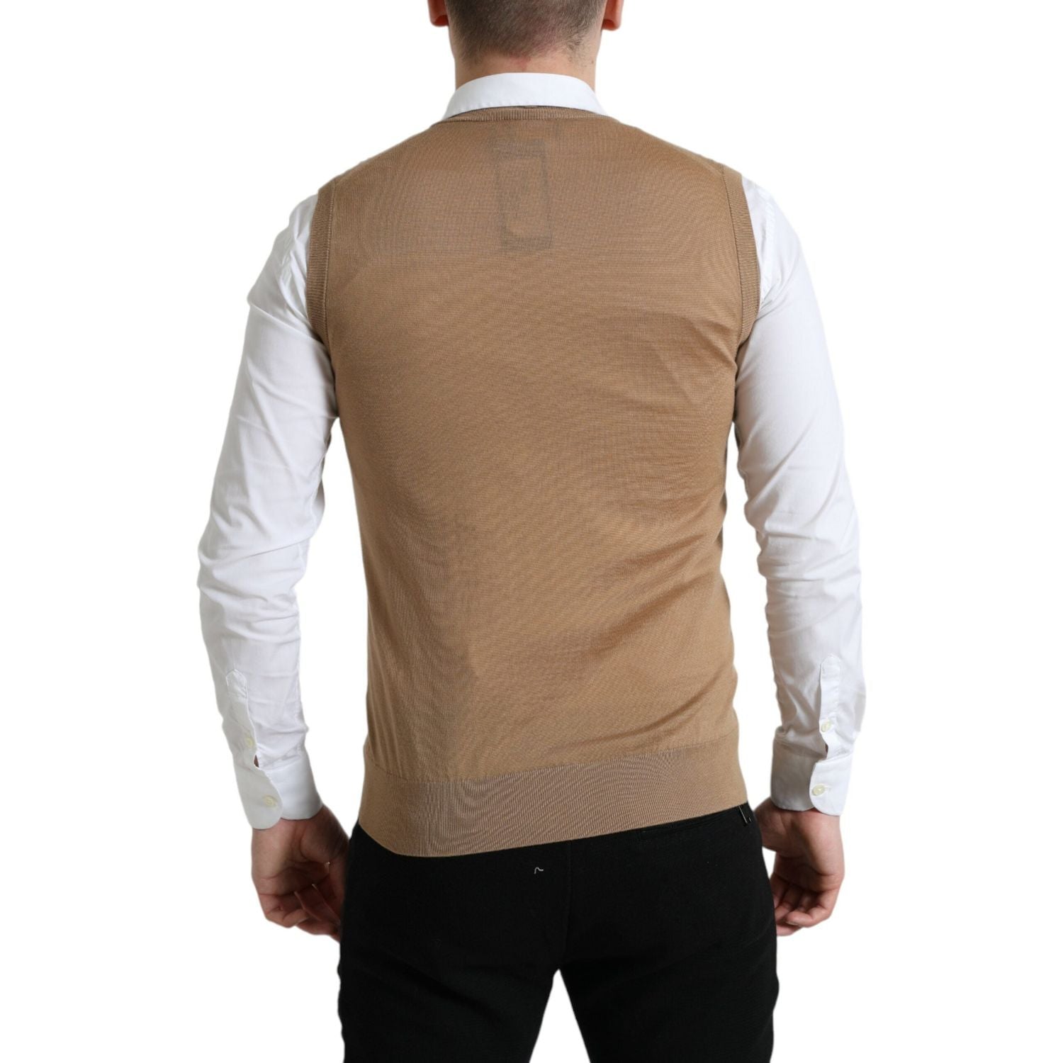 سترة صوفية أنيقة بدون أكمام وفتحة رقبة على شكل حرف V من دولتشي آند غابانا