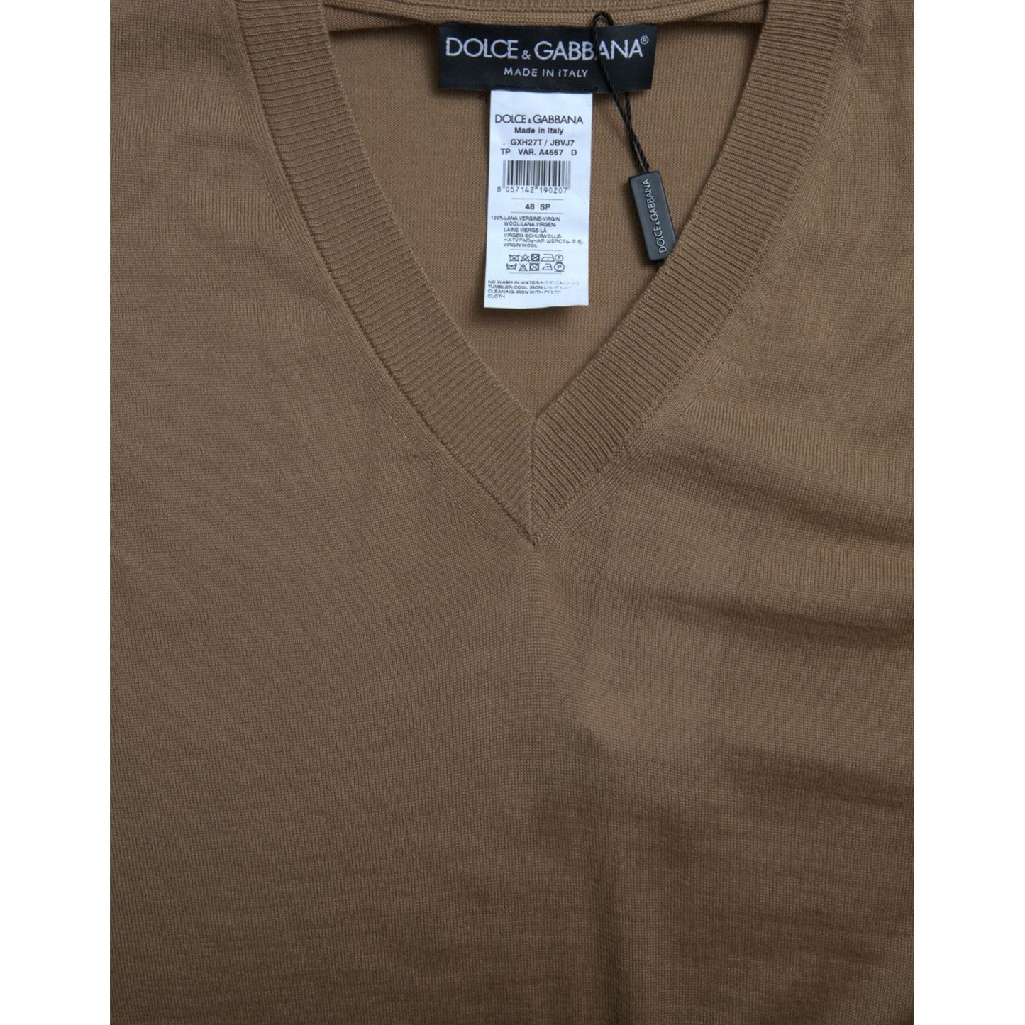 Dolce & Gabbana Brown Wool Sleeveless Pullover Sweater