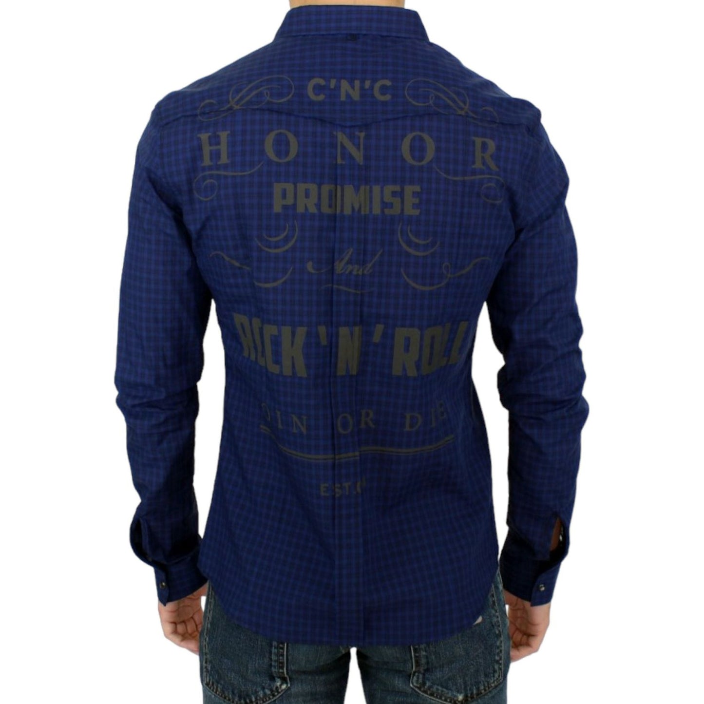 Costume National Blue checkered cotton shirt