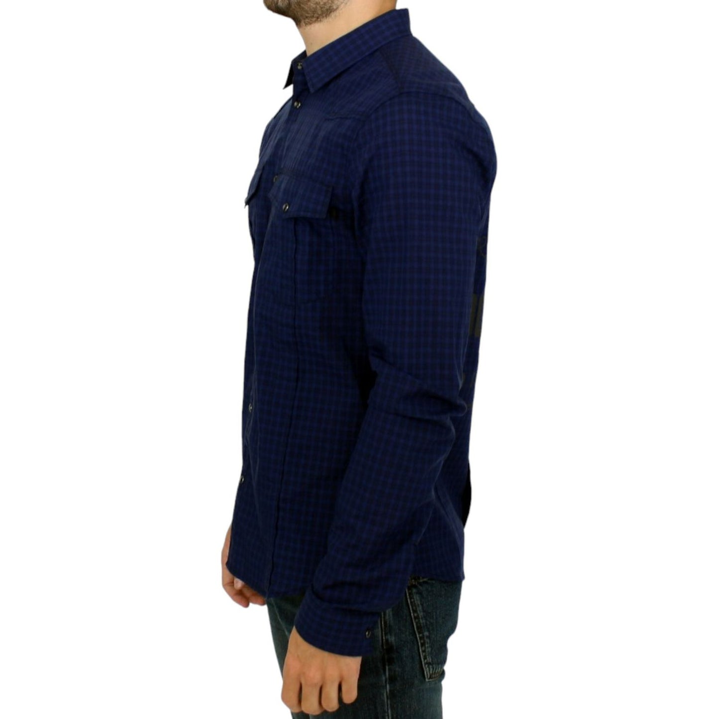 Costume National Blue checkered cotton shirt