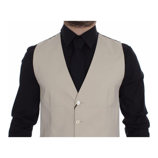 Dolce & Gabbana Beige Cotton Stretch Dress Vest Blazer VES10088-4