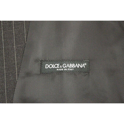 Dolce & Gabbana Gray Striped Wool Logo Vest Gilet Weste